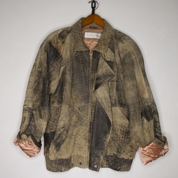 Stone Wash Dyed Leather Jacket